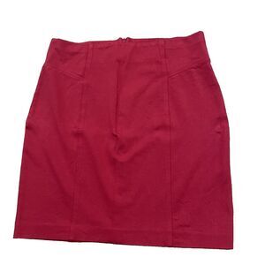 Thalian Pencil Skirt Women 12 Red Zip Stretch Christmas Festive Career Office